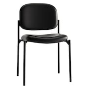 HON BASYX Black Stacking Guest Chair, 21" L 32-3/4" H, Armless, SofThread Leather Seat, Scatter Series HVL606.SB11
